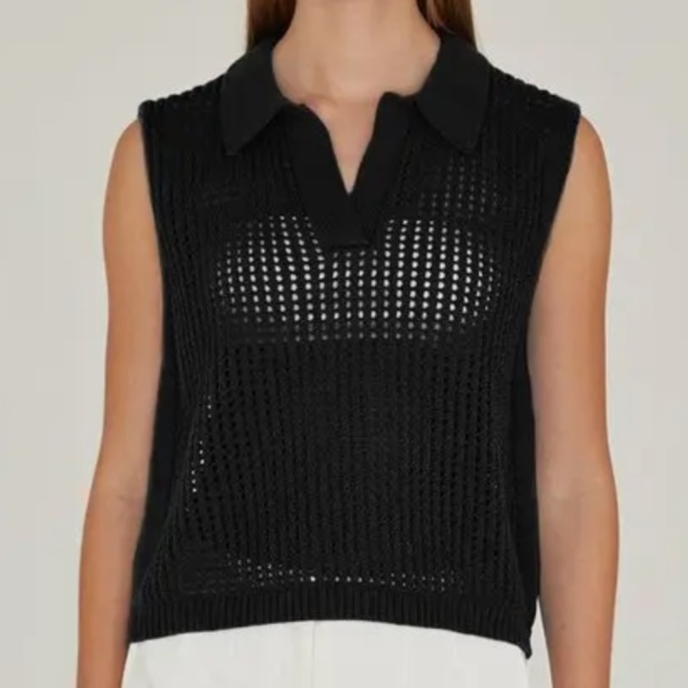 Crescent Kennedy Knit Top in black
